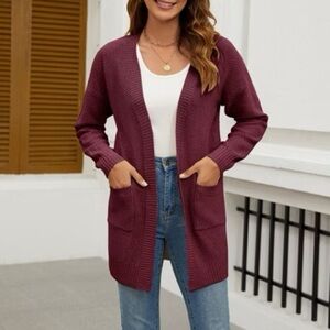 Sonoma Women's Plum Open Front Cardigan